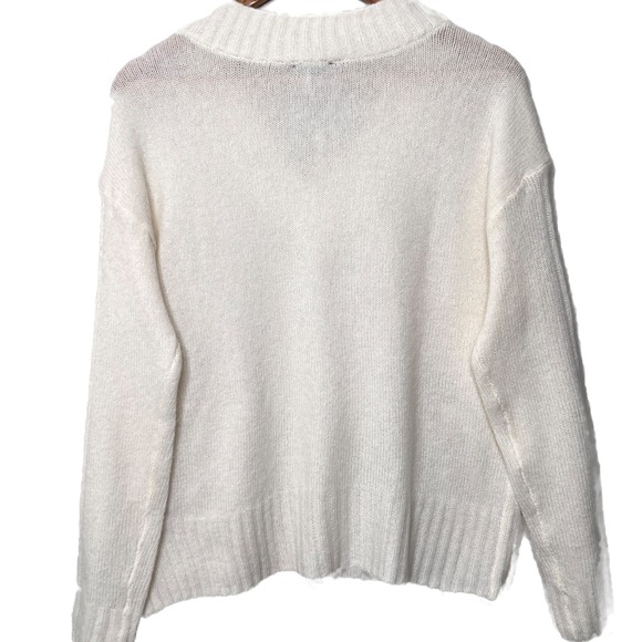 Talbots NWT Women's Wool Cream White V Neck Ribbed Knit Pullover Sweater Size M - Picture 5 of 8